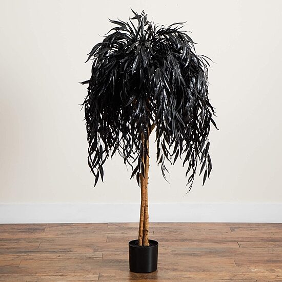 Nearly Natural 4ft Halloween Black Willow Indoor Artificial Tree