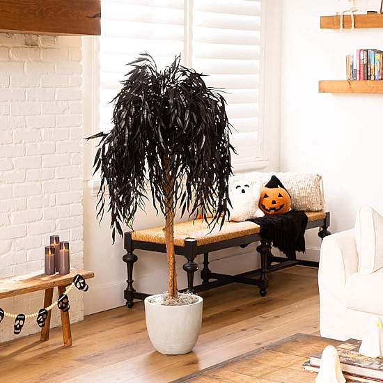 Nearly Natural 4ft Halloween Black Willow Indoor Artificial Tree