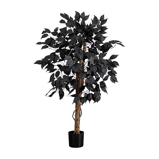 Nearly Natural 3ft Halloween Black Ficus Indoor Artificial Tree