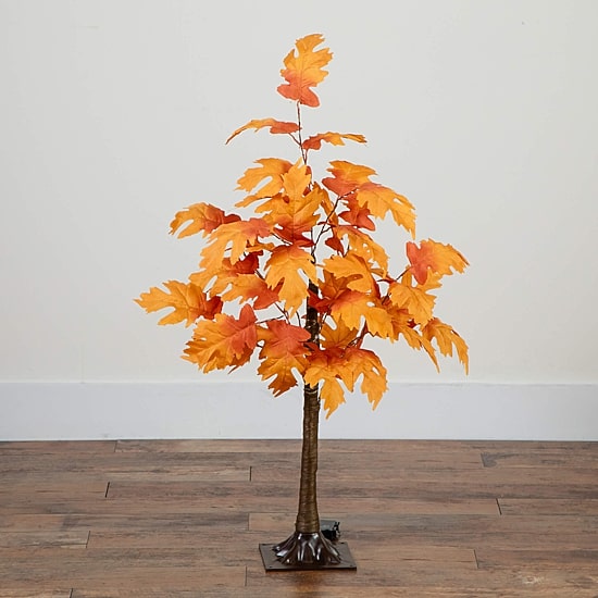 Nearly Natural 3ft Pre-Lit Autumn Maple Lighted Indoor Artificial Tree