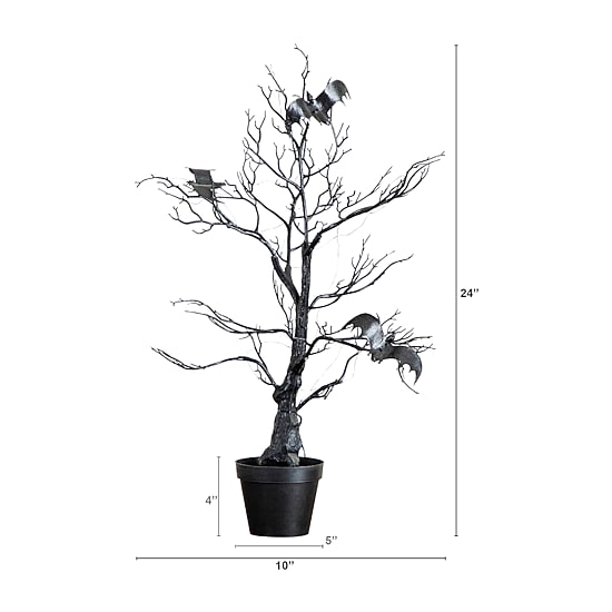 Nearly Natural 2ft Halloween Black Spooky Twig Lighted Indoor Artificial Tree