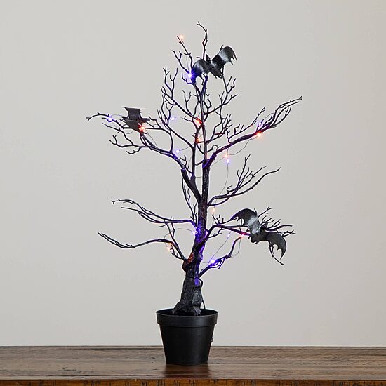 Nearly Natural 2ft Halloween Black Spooky Twig Lighted Indoor Artificial Tree