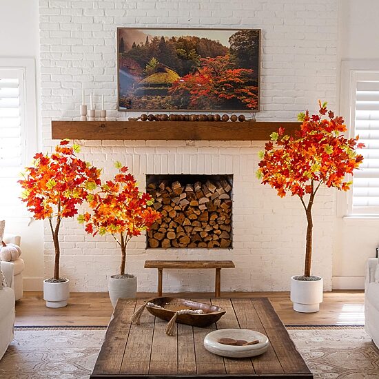 Nearly Natural 4ft Autumn Maple Fall Lighted Indoor Artificial Tree