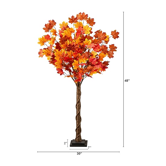 Nearly Natural 4ft Autumn Maple Fall Lighted Indoor Artificial Tree