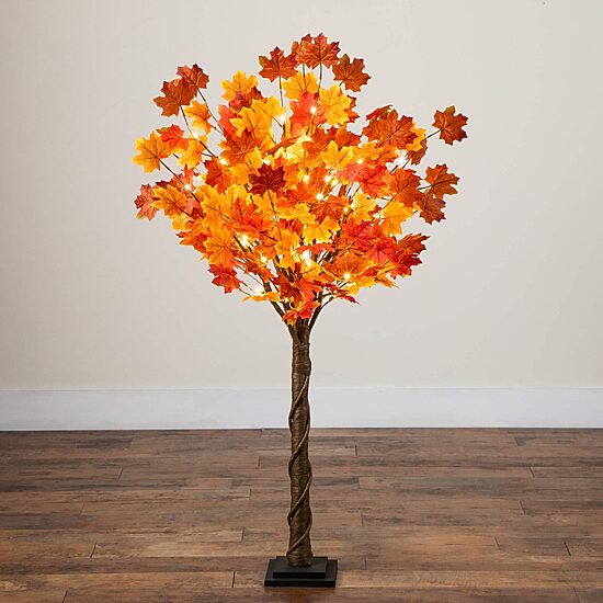 Nearly Natural 4ft Autumn Maple Fall Lighted Indoor Artificial Tree