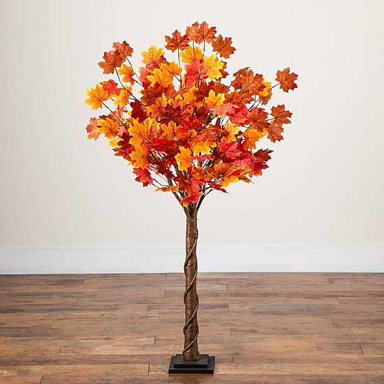 Nearly Natural 4ft Autumn Maple Fall Lighted Indoor Artificial Tree