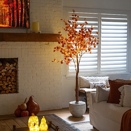 Nearly Natural 7ft Pre-Lit Autumn Eucalyptus Lighted Indoor Artificial Tree