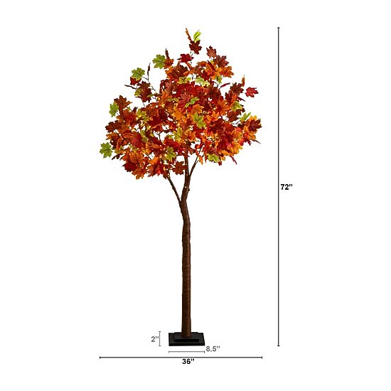 Nearly Natural 6ft Pre-Lit Autumn Maple Lighted Indoor Artificial Tree