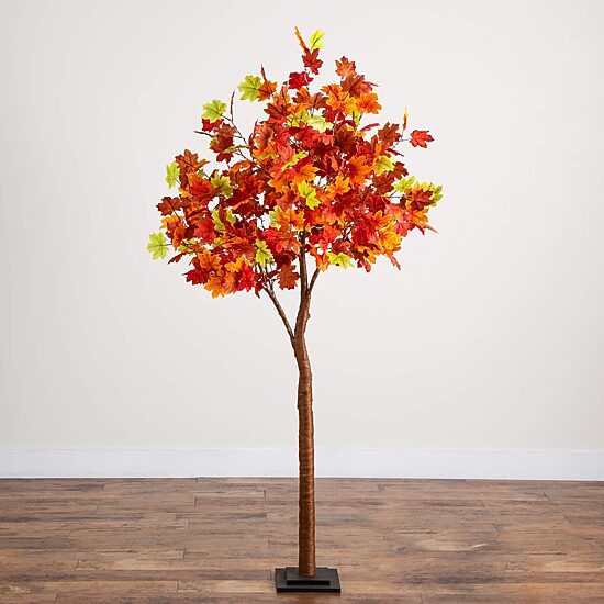 Nearly Natural 6ft Pre-Lit Autumn Maple Lighted Indoor Artificial Tree