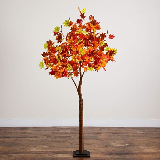 Nearly Natural 6ft Pre-Lit Autumn Maple Lighted Indoor Artificial Tree