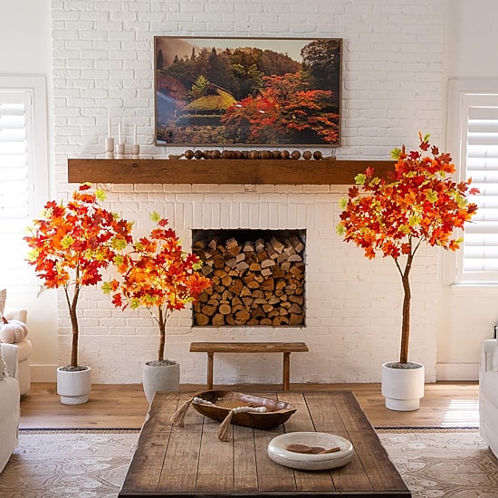 Nearly Natural 6ft Pre-Lit Autumn Maple Lighted Indoor Artificial Tree