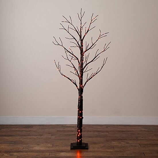 Nearly Natural 6ft Pre-Lit Halloween Twig Lighted Indoor Artificial Tree