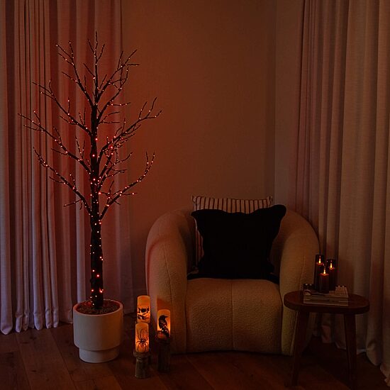 Nearly Natural 6ft Pre-Lit Halloween Twig Lighted Indoor Artificial Tree