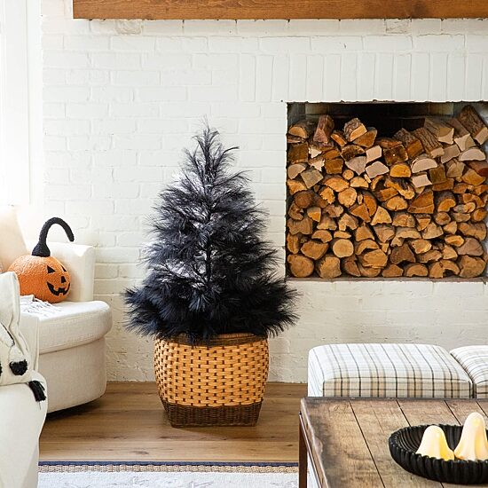 Nearly Natural Halloween Pampas Indoor Artificial Tree