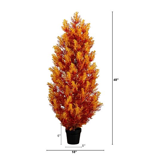 Nearly Natural 4ft Uv Resistant Autumn Cedar Indoor Outdoor Artificial Tree