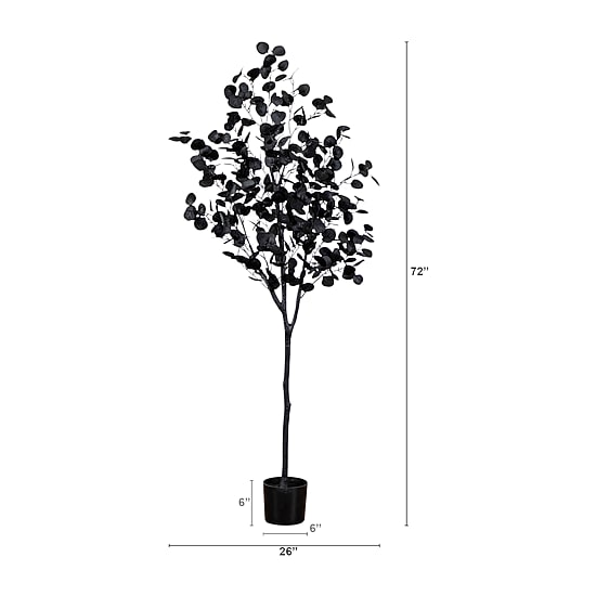 Nearly Natural 6ft Halloween Black Eucalyptus Indoor Artificial Tree