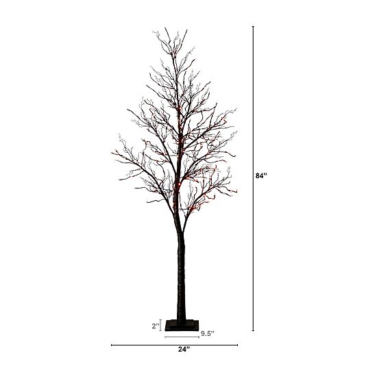 Nearly Natural 7ft Pre-Lit Halloween Twig Lighted Indoor Artificial Tree