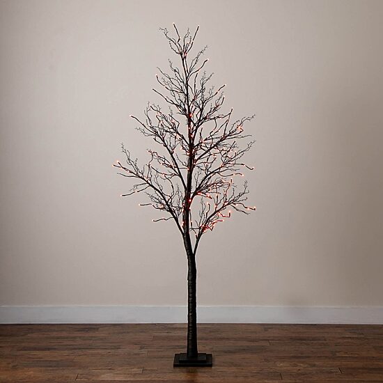 Nearly Natural 7ft Pre-Lit Halloween Twig Lighted Indoor Artificial Tree