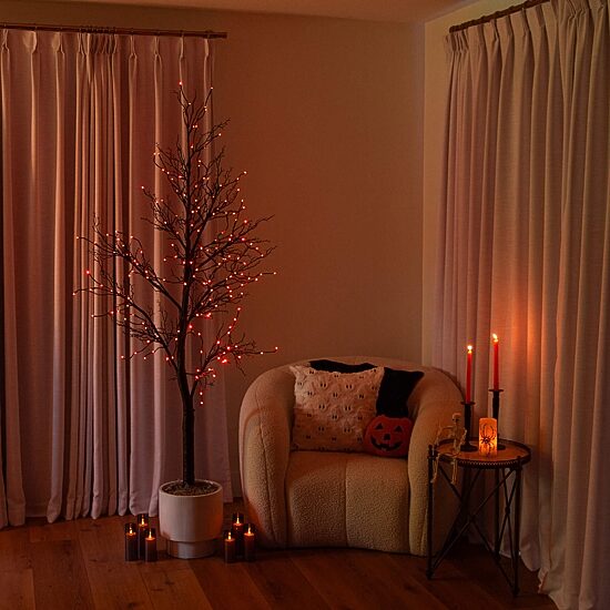 Nearly Natural 7ft Pre-Lit Halloween Twig Lighted Indoor Artificial Tree