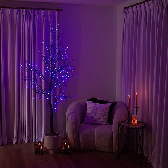 Nearly Natural 7ft Pre-Lit Halloween Twig Lighted Indoor Artificial Tree