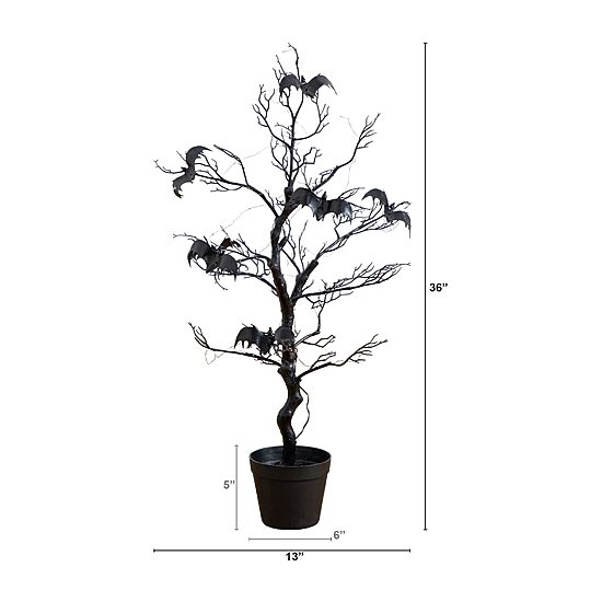 Nearly Natural 3ft Pre-Lit Halloween Twig Lighted Indoor Artificial Tree