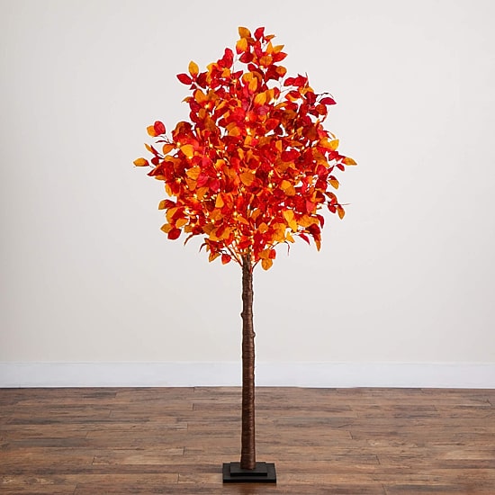 Nearly Natural 6ft Pre-Lit Autumn Lighted Indoor Artificial Tree