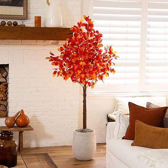 Nearly Natural 6ft Pre-Lit Autumn Lighted Indoor Artificial Tree