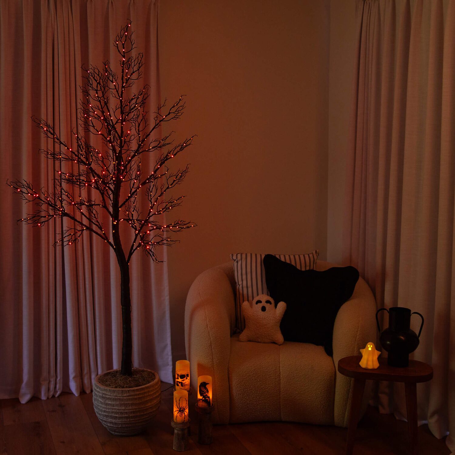 Nearly Natural Pre-Lit Halloween Minimalist Twig Lighted Indoor Artificial Tree