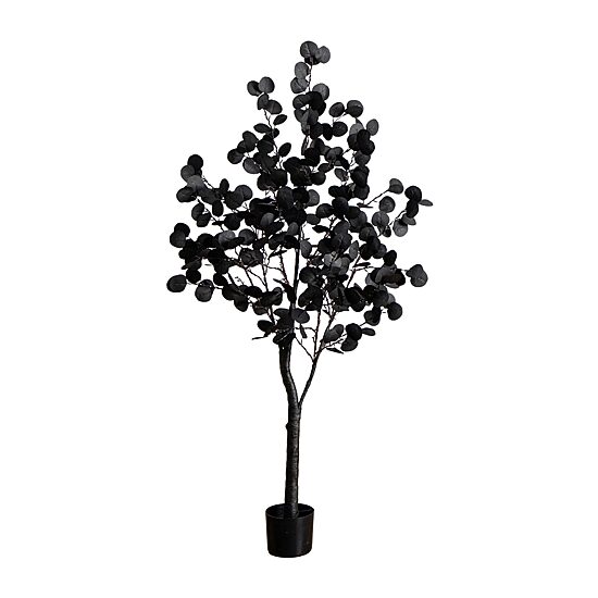 Nearly Natural 5ft Pre-Lit Black Eucalyptus Lighted Indoor Artificial Tree