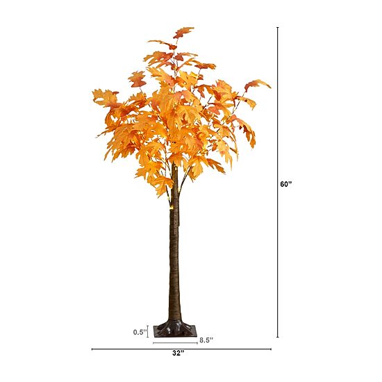 Nearly Natural 5ft Pre-Lit Autumn Maple Lighted Indoor Artificial Tree