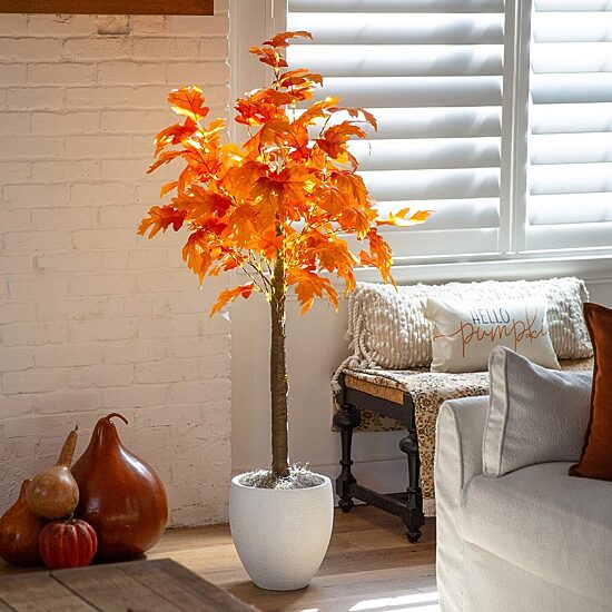 Nearly Natural 5ft Pre-Lit Autumn Maple Lighted Indoor Artificial Tree