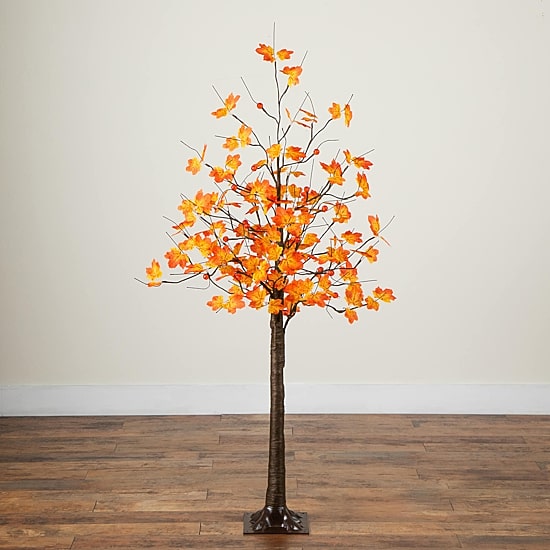 Nearly Natural 5ft Pre-Lit Autumn Maple Lighted Indoor Artificial Tree