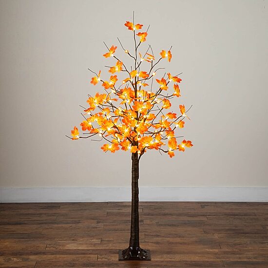 Nearly Natural 5ft Pre-Lit Autumn Maple Lighted Indoor Artificial Tree