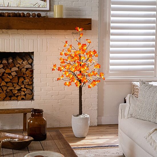 Nearly Natural 5ft Pre-Lit Autumn Maple Lighted Indoor Artificial Tree