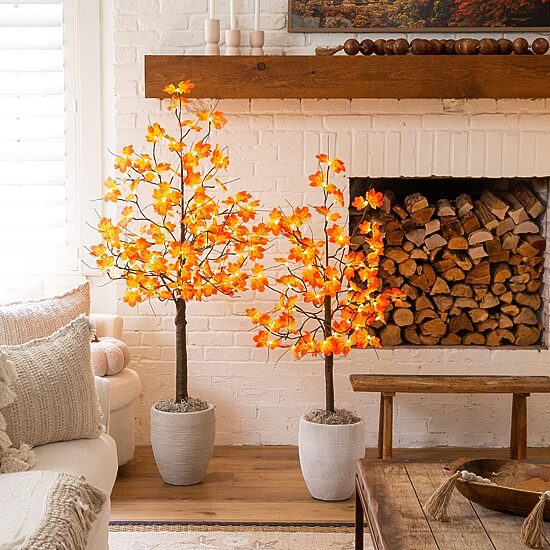 Nearly Natural 5ft Pre-Lit Autumn Maple Lighted Indoor Artificial Tree