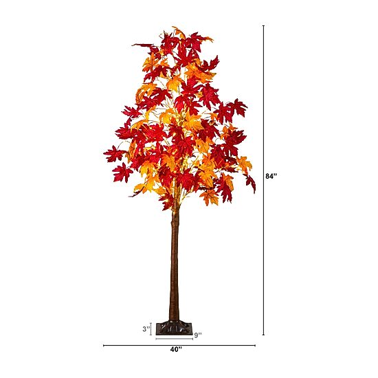 Nearly Natural 7ft Pre-Lit Autumn Weeping Maple Lighted Indoor Artificial Tree