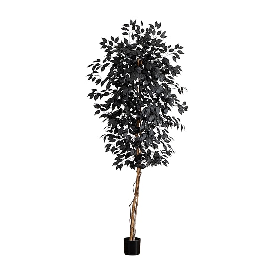 Nearly Natural 6ft Black Halloween Ficus Indoor Artificial Tree
