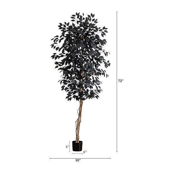 Nearly Natural 6ft Black Halloween Ficus Indoor Artificial Tree