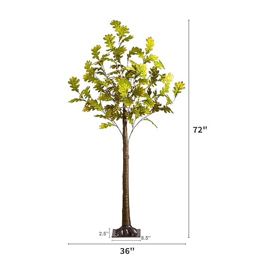 Nearly Natural 6ft Pre-Lit Autumn Oak Lighted Indoor Artificial Tree