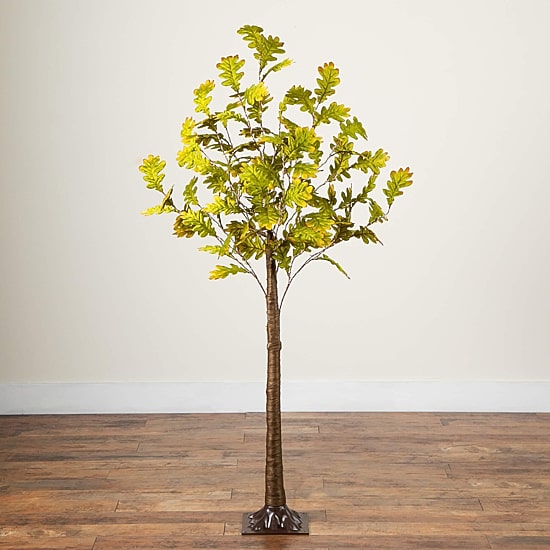 Nearly Natural 6ft Pre-Lit Autumn Oak Lighted Indoor Artificial Tree