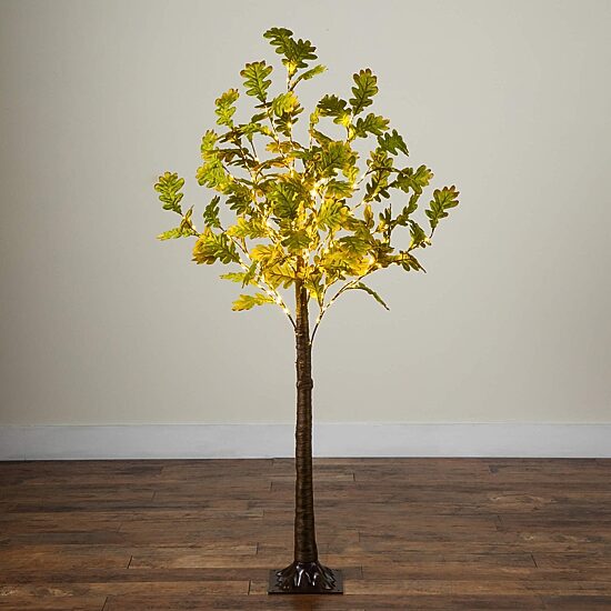 Nearly Natural 6ft Pre-Lit Autumn Oak Lighted Indoor Artificial Tree