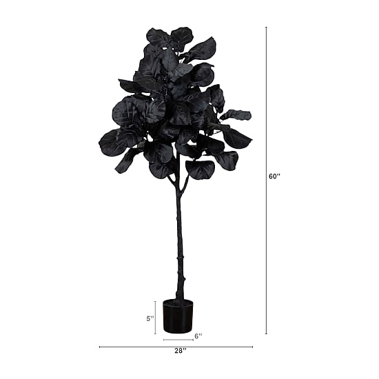 Nearly Natural 5ft Black Fiddle Leaf Indoor Artificial Tree