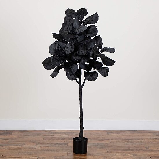 Nearly Natural 5ft Black Fiddle Leaf Indoor Artificial Tree