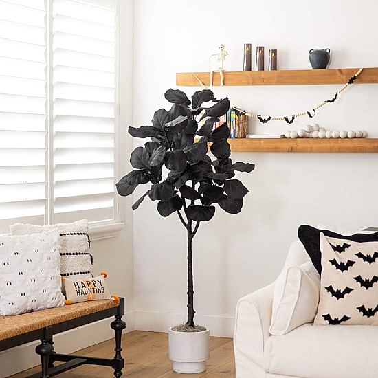 Nearly Natural 5ft Black Fiddle Leaf Indoor Artificial Tree