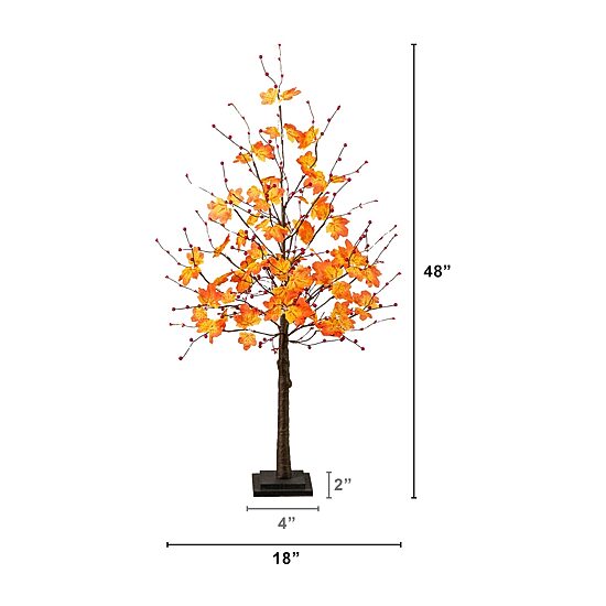 Nearly Natural 4ft Autumn Maple Fall Lighted Indoor Artificial Tree