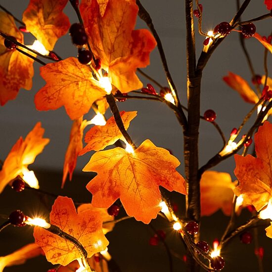 Nearly Natural 4ft Autumn Maple Fall Lighted Indoor Artificial Tree