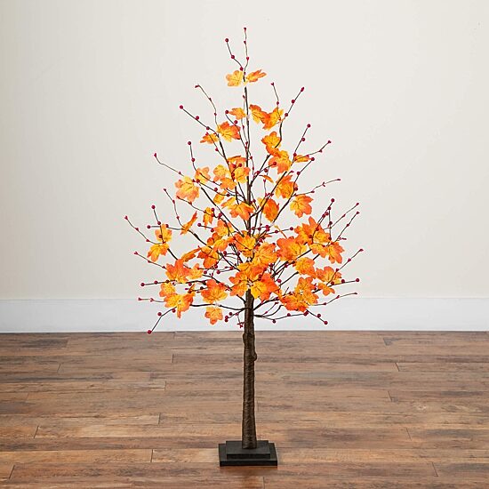 Nearly Natural 4ft Autumn Maple Fall Lighted Indoor Artificial Tree