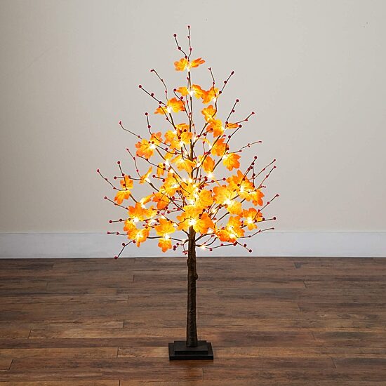 Nearly Natural 4ft Autumn Maple Fall Lighted Indoor Artificial Tree
