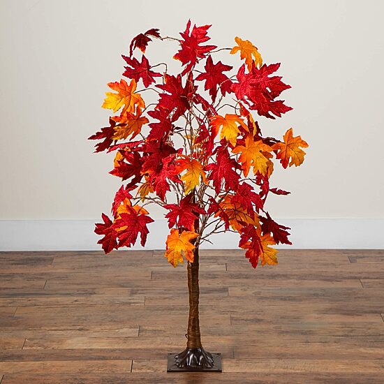 Nearly Natural 4ft Pre-Lit Autumn Weep Maple Lighted Indoor Artificial Tree
