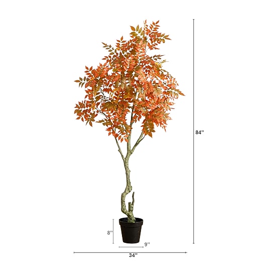 Nearly Natural 7ft Autumn Sumac Fall Indoor Artificial Tree